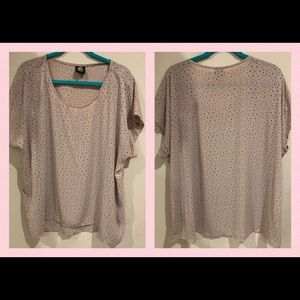 Bobeau nude cut out chiffon blouse